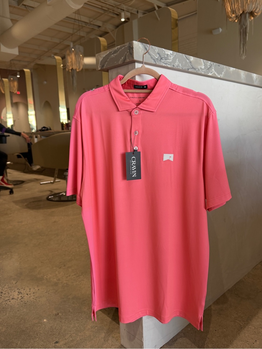 Men’s Pink Golf Polo Shirt, More Sizes Available